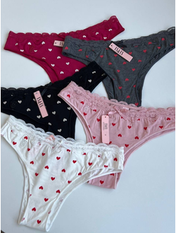 Трусы в стиле Виктория Сикрет с сердечками набор 3 шт