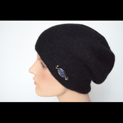 Черный берет вязаный из альпака Vizio Италия 5122