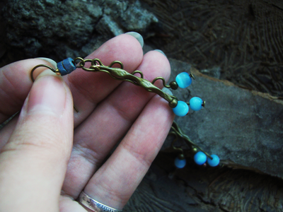 Бохо-серьги с кошачьим глазом "Небесные ручейки"