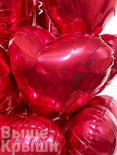 Фольгированный воздушный шар красное сердце из сета "Чувства"