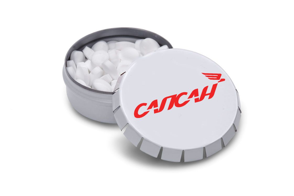 Сувенирные баночки Клик-Клак с конфетками с логотипом РЖД / ФПК купить оптом в МультиЛейбл Шоп