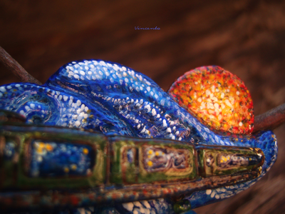 Волшебная брошь в стиле Ван Гога "Звёздный рейс. Поезд Сумерки-Заря"