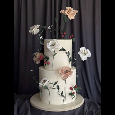Торт двухъярусный с вафельными цветами (5-8кг)