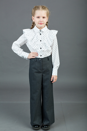 Д 5306 Блузка длинный рукав Крупный горошек р.116-158