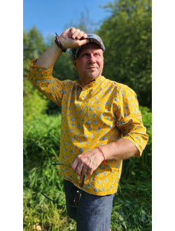 Русская рубашка "Сорочица" мужская желтая