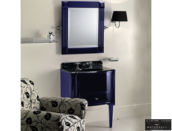 Devon&Devon Domino, Комплект мебели 68 см, тумба напольная со столешницей Nero Marquina и встроенной раковиной черной, Цвет: blue violet