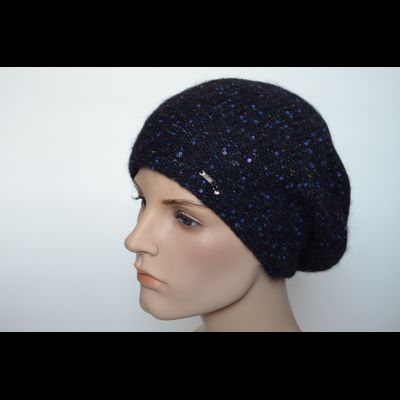 Синий меланжевый берет с пайетками Vizio Италия 6926 ( 8023)