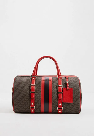 Дорожная сумка Michael Kors с логотипом красно-коричневая