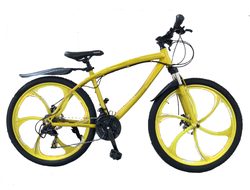 Велосипед на литых дисках 26" (21скорость, сталь, дисковые) желтый