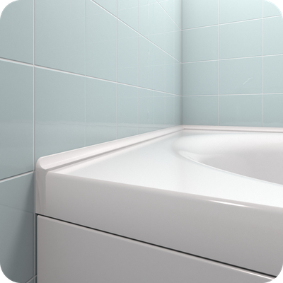 Акриловый плинтус бордюр для ванной BNV ГЛ12 12х12х750мм Белый левый