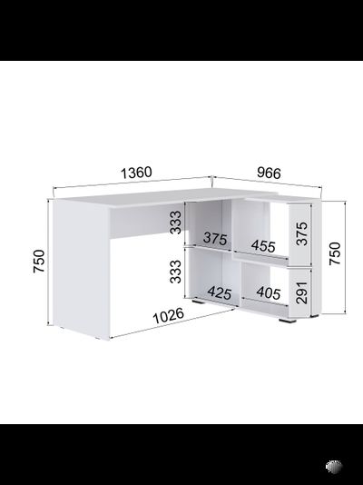 СКМУ-4 компьютерный стол угловой Белый с тиснением «Древесные поры»