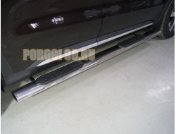 Пороги овальные с накладкой 120х60 мм ТСС для Kia Sorento 2020-