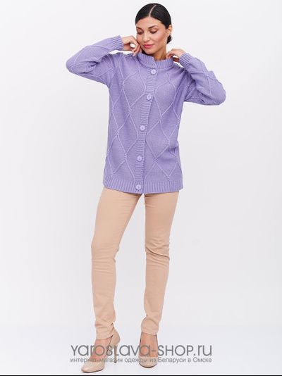 Женский вязанный жакет сиреневого цвета