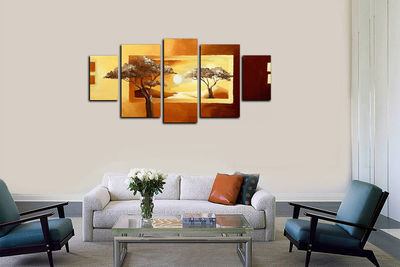 Модульная картина "Солнце и два дерева"