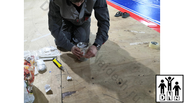 Нанесение разметки и логотипа на помост на ПВХ тент для помоста ушу саньда