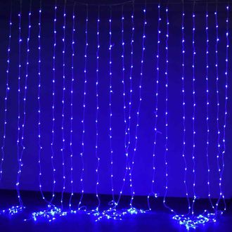 Световой занавес Водопад, 528 светодиодов, 2.2х3 м, с эффектом стекания, синий