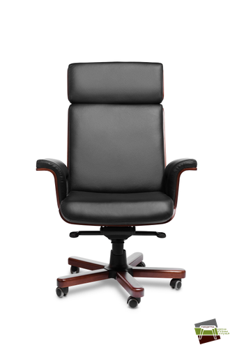 Кресло для руководителя CADIS A кожа черная/т.орех