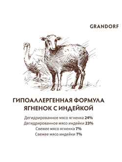 Grandorf Puppy: для щенков всех пород ягненок с индейкой, 1кг