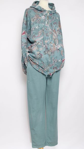 КОСТЮМ ХУДИ И БРЮКИ "МОЛНИЯ ВЬЮН" бирюзовый до 56р.