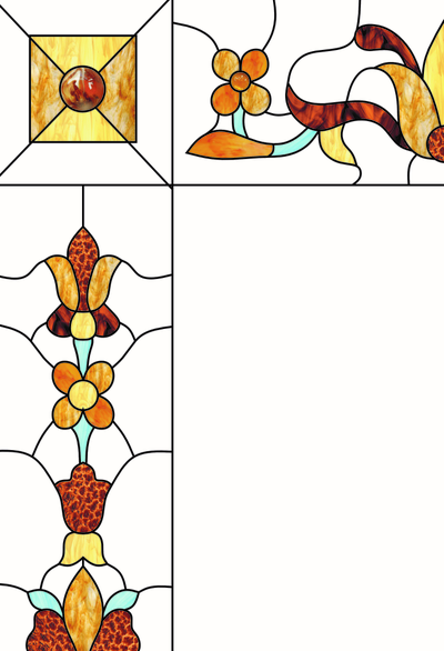 Витражная пленка, витражная пленка самоклеющаяся, пленочный витраж с классическим рисунком