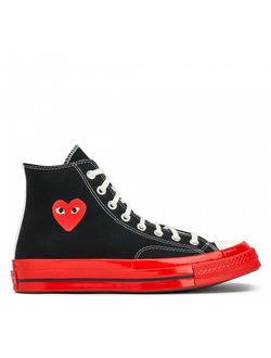 кеды converse comme des garçons черные с сердечком красная подошва A01793C