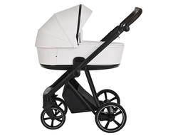 Коляска 2в1 Roan Sol кожа White/Black (руч.Тем.коричневый)