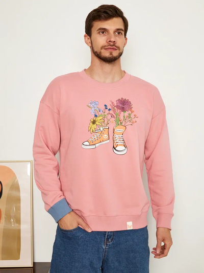 МУЖСКОЙ СВИТШОТ РОЗОВЫЙ "ЦВЕТОЧНЫЕ КЕДЫ"