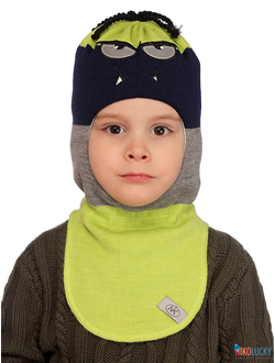 Шапка-шлем  19101-06, цвет темно-синий,серый,салатовый, р. 52-54