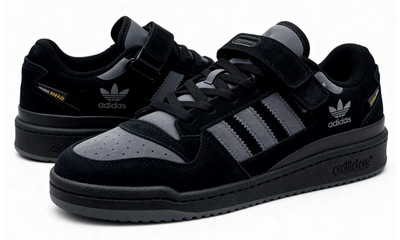 Кроссовки Adidas Forum Low Suede Black Grey зимние