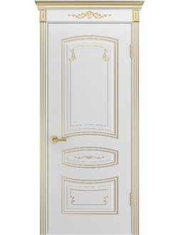 СОНАТА ГРЕЙС В2. БЕЛАЯ ЭМАЛЬ/ ПАТИНА БЕЛОЕ ЗОЛОТО. ПОЛОТНО  ГЛУХОЕ