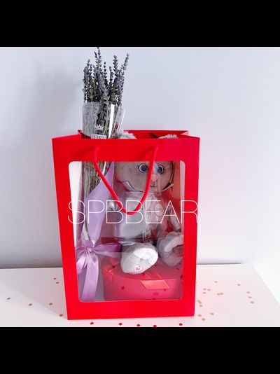 Подарочный набор №17 - Плюшевый котик на выбор, Лаванда, Киндер бокс средний