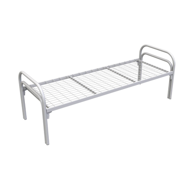 Кровать металлическая одноярусная "КМ-1.40" (800х1900, сетка 100х50, 2 перемычки), цвет белый