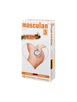 315 Презервативы Masculan, ultra 3, латекс, кольца, точечные, анестетик, 19 см, 5,3 см, 10 шт.