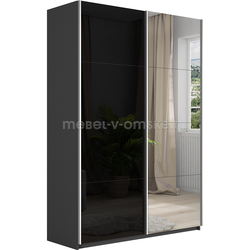 ЕН016 Шкаф-купе "Прайм-2" черное стекло/зеркало. Размер: 1200х2300х570.