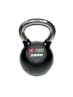 Гиря 28 кг FITNESS DIVISION обрезиненная с хромированной ручкой