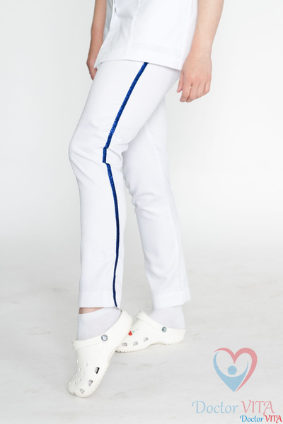 Брюки белые с синими лампасами IvaMED
