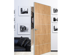 Дверь без наличников 706 с алюминиевой кромкой и молдингами