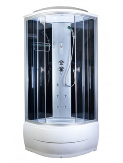 Душевая кабина Водный Мир ВМ-888 Е, Высокий поддон, задние стенка чёрный, передние стекла тонированные, 100x100x215 см.