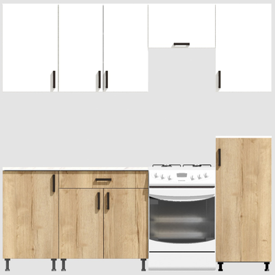 Кухня Эконом 1,8 метра с полуколонкой (1300х500) Цвет: Белый/Дуб Вотан