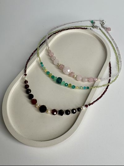 Чокер тонкий с огранкой, разные камни