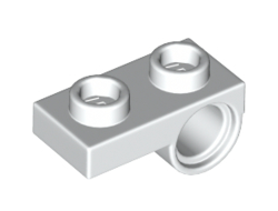 Plate, Modified 1 x 2 with Pin Hole on Bottom, White (18677 / 6232029)