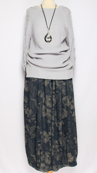 ДЖЕМПЕР "ПЛЕТЕНИЕ ПО РУКАВУ" мокко, серый р.44-48