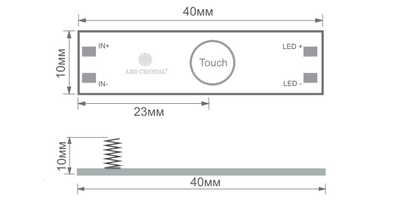 LS03-TD Микровыключатель с диммером 12V/96W,  24V/192W, 8A  Led Crystal