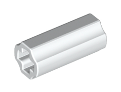 Technic, Axle Connector 2L Smooth with x Hole + Orientation, White (6538c / 6212049)