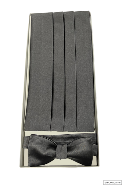 Кушак мужской серый, комплект с бабочкой р. М