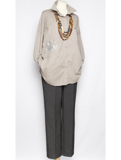 Рубашка хлопок "Серебряный цветок" бежевая до р.54