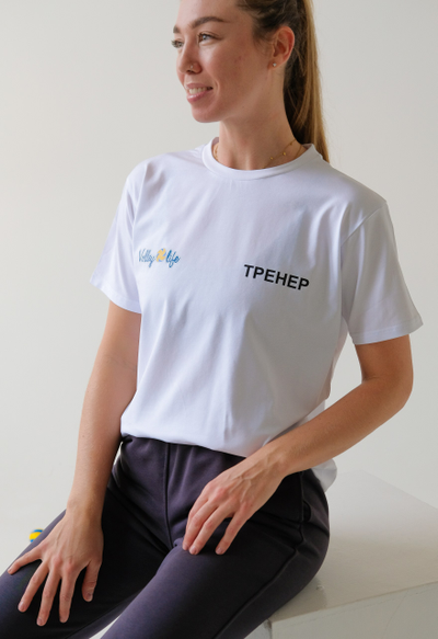 Футболка с маленькой надписью на груди "ТРЕНЕР" (XL-XXXL)