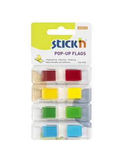 Клейкие закладки пластиковые Stick`n 26020 12x45мм 4цв.в упак. 35лист Z-сл822804