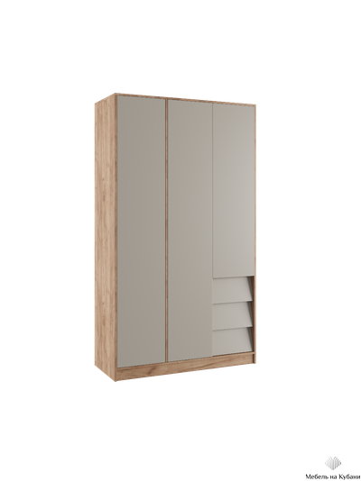Ева шкаф 3-х створчатый Крафт табачный/Кашемир