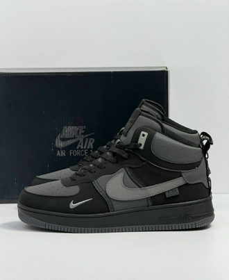 Nike Air Force 1 Mid Grey Black  Зимние